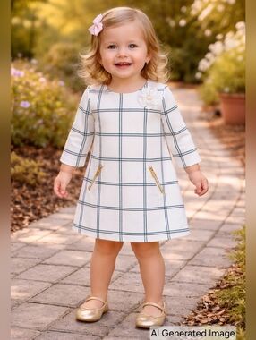 New Janie And Jack White Plaid Dress Girl Toddler 2T